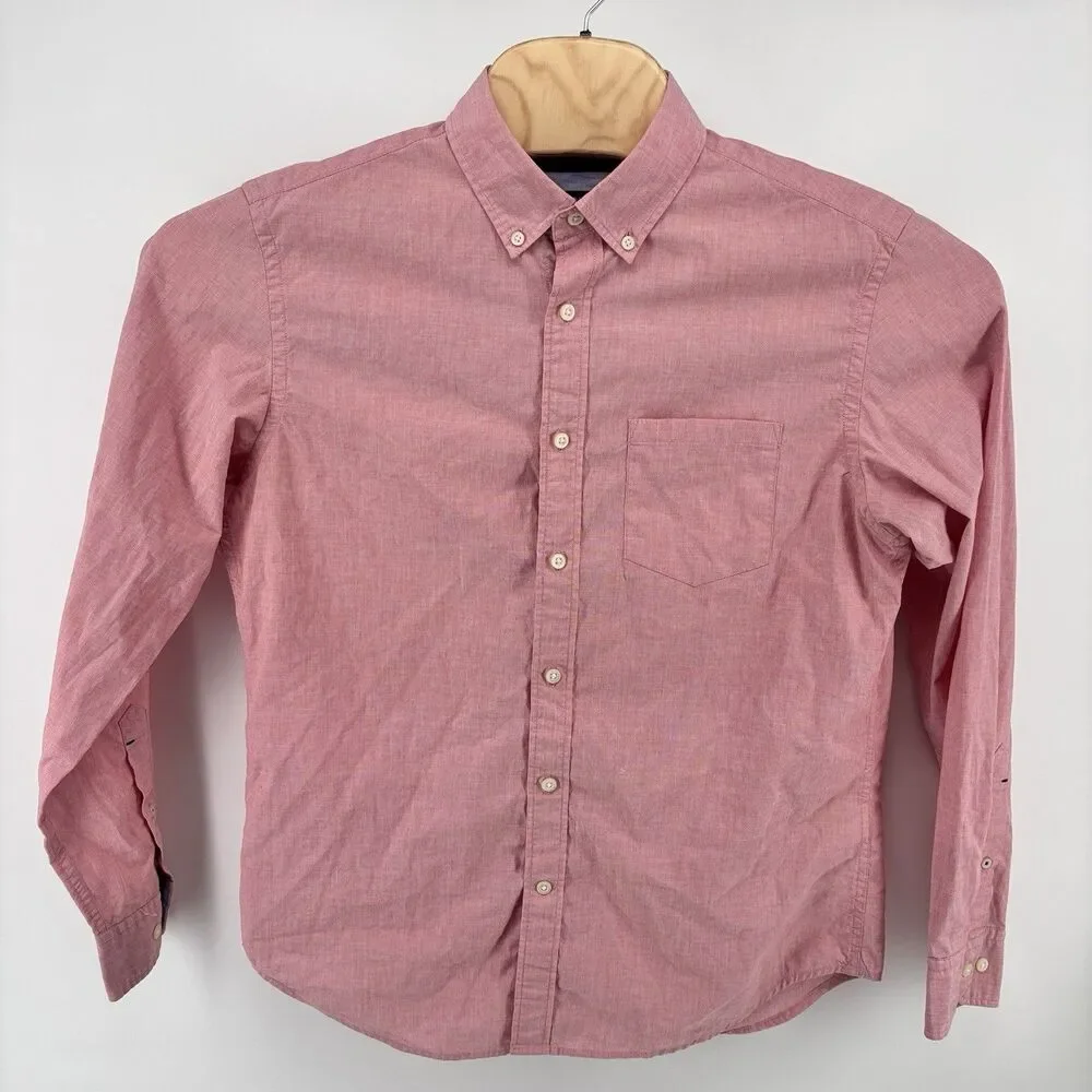 Banana Republic Men's M Pink Camden Fit 100% Cotton Button Up Shirt